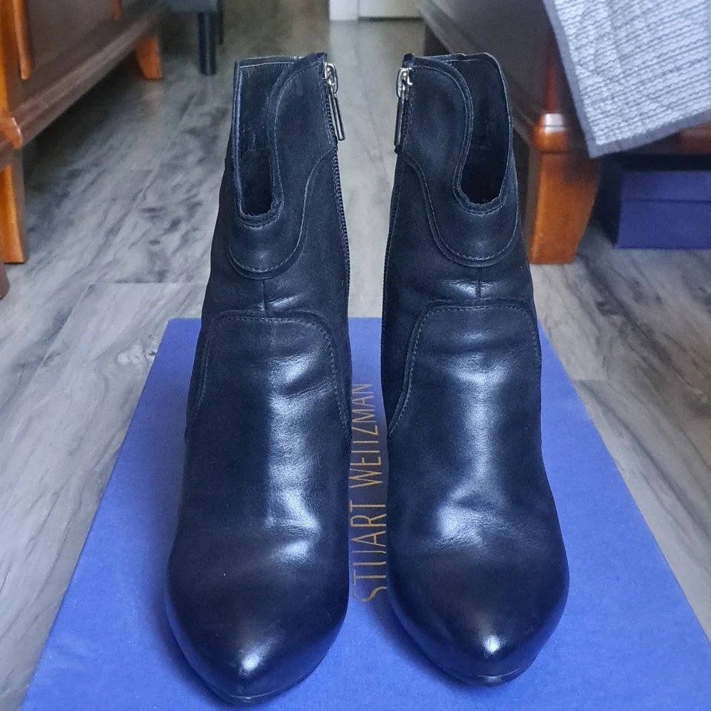 Winter heeled ankle boots, black leather, sz37 - Picture 2 of 6